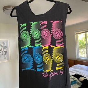Vintage Black Tank Top with Neon Graphic